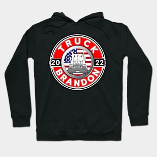 TRUCK BRANDON FREEDOM CONVOY  - USA FREEDOM CONVOY 2022 RED ROUND WHITE LETTERS Hoodie